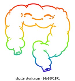 Rainbow Gradient Line Drawing Of A Cartoon Happy Colon