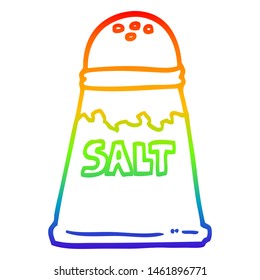 Rainbow Gradient Line Drawing Of A Cartoon Salt Shaker