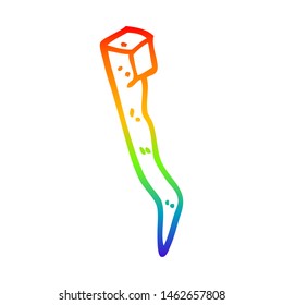 rainbow gradient line drawing cartoon old bent iron nail