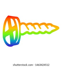 rainbow gradient line drawing cartoon screw