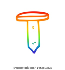rainbow gradient line drawing cartoon iron nail
