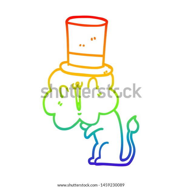 Rainbow Gradient Line Drawing Cute Cartoon Stock Illustration