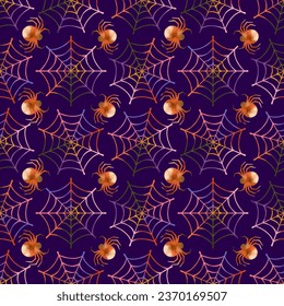 Rainbow gradient spider web Halloween scary seamless pattern for scrapbooking, crafts, prints, and many more
