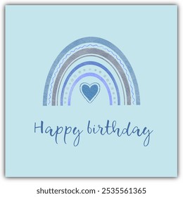 Rainbow Hearts Birthday Card: Festive, Colorful Handdrawn Art for a Cute Celebration Greeting - Powered by Shutterstock