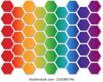 Rainbow Hexagons on white background