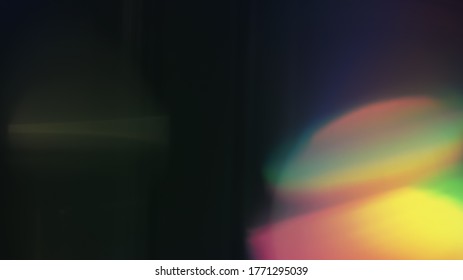 Rainbow Multciolor Optical Flare Abstract Bokeh And Light Leaks Photo Overlays With Camera Lens Film Burn  Defocused Blur Reflection Bright Sunlights. Use In Screen Overlay Mode For Photo Processing.