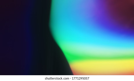 Rainbow Multciolor Optical Flare Abstract Bokeh And Light Leaks Photo Overlays With Camera Lens Film Burn  Defocused Blur Reflection Bright Sunlights. Use In Screen Overlay Mode For Photo Processing.