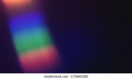 Rainbow Multciolor Optical Flare Abstract Bokeh And Light Leaks Photo Overlays With Camera Lens Film Burn Defocused Blur Reflection Bright Sunlights. Use In Screen Overlay Mode For Photo Processing.