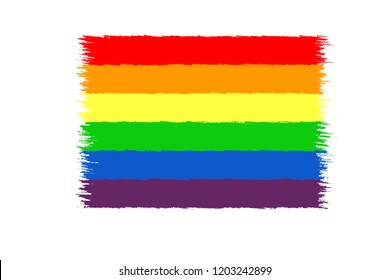 Rainbow on white background.Brush strokes style - illustration - Powered by Shutterstock