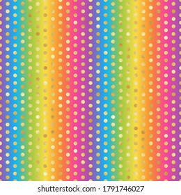 Rainbow Party Seamless Pattern - Colorful Ombre Gradient Repeating Pattern Design With Gold Foil Texture Accents