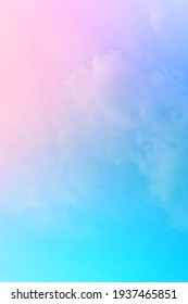 Rainbow Pastel Gradient  And The Combination Of Subtle Soft Colors Perfectly  Of Beautiful Pink, Blue With Purple On The Background Of The Sky With Smooth Clouds.