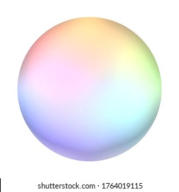 Rainbow Pastel Gradient Round Air Soap Bubble Ball.A Multicolored Circle Isolated On A White Background.Mother Of Pearl.Colored Sphere Moon.3d Render.