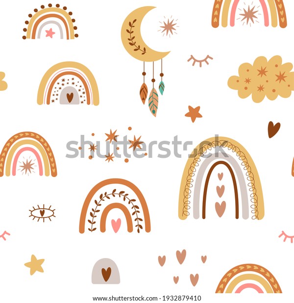 Rainbow Pattern Children Boho Rainbow Pattern Stock Illustration ...