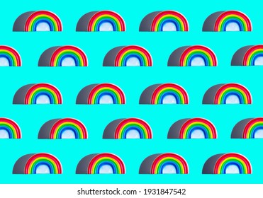 Rainbow pattern on blue background. 