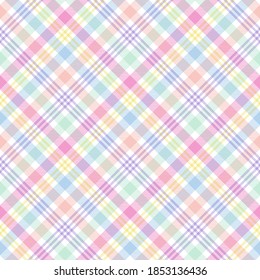 Rainbow Plaid Seamless Pattern - Colorful plaid repeating pattern design