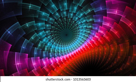 Rainbow Protective Magnetic Field. 3D Surreal Illustration. Sacred Geometry. Mysterious Psychedelic Relaxation Pattern. Fractal Abstract Texture. 