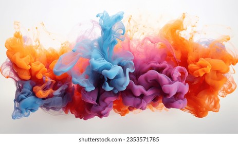 Rainbow Smoke. 3D Render. Colored Background.