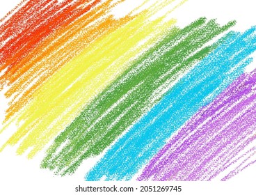 Rainbow spectrum crayon scribble doodle stripe sketches pastel color pencil hand drawn  Kid painting sheet  Children art work  Colour chalk brush stroke draw gradient texture background  illustration