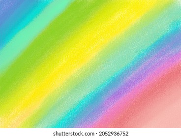 Rainbow Spectrum Crayon Scribble Doodle Stripe Sketches Pastel Color Pencil Hand Drawn. Kid Painting Sheet. Children Art Work. Colour Chalk Brush Stroke Draw Gradient Texture Background, Illustration
