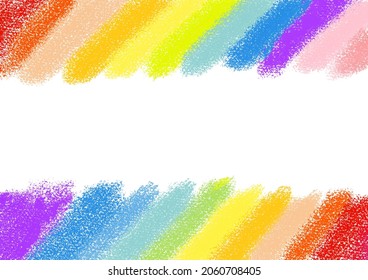 Rainbow Spectrum Crayon Scribble Doodle Stripe Sketches Pastel Color Pencil Hand Drawn. Kid Painting Sheet. Children Art Work. Colour Chalk Brush Stroke Draw Gradient Texture Background, Illustration
