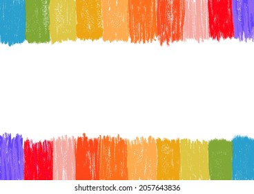 Rainbow Spectrum Stripe Brush Frame Colorful Crayon Hand Drawn Isolated, Illustration
