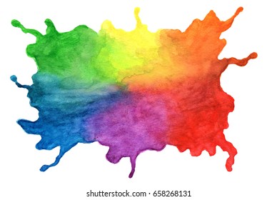 Rainbow splash in watercolor isolated on white background