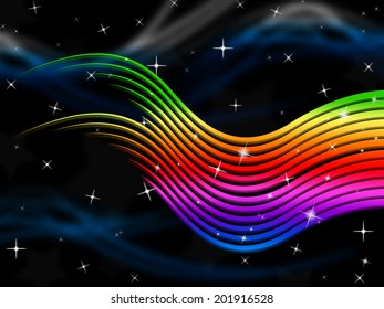 Rainbow Stripes Background Showing Multi-Colored Lines And Stars 