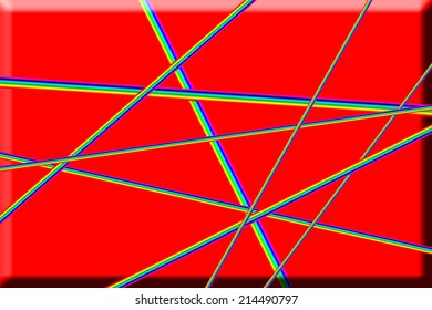 rainbow stripes on a red background