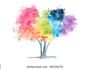 Watercolor Tree Rainbow Stock Illustrations, Images & Vectors | Shutterstock