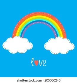 Rainbow Two Clouds Sky Dash Line Stock Illustration 205030240 