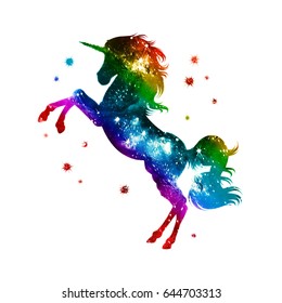 Rainbow Unicorn, Stars, Colorful, Fantasy
