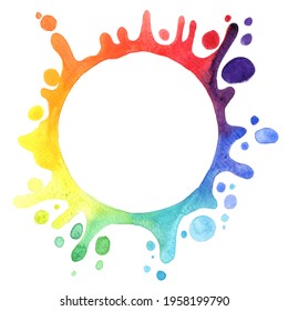 Rainbow Water Splash Wreath For Decoration On Month Of Pride Event And Summer Holiday Season.