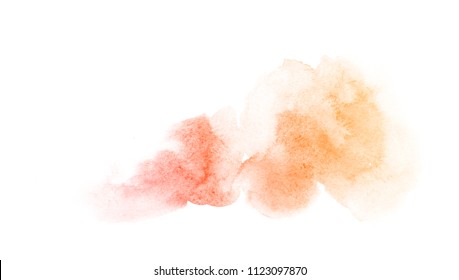 Rainbow Watercolor Splash Backdrop Isolated On White, For Text,tag, Logo, Design. Color Like Yellow,orange, Red, Peach, Fire