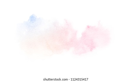 Rainbow Watercolor Splash Multicolored Background Isolated On White, For Text,tag, Logo, Design. Color Like Violet, Purple, Green, Emerald, Blue, Azure, Marine, Turquoise, Magenta, Pink, Lilac