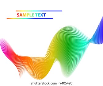 Rainbow wave made from fine lines (raster version)