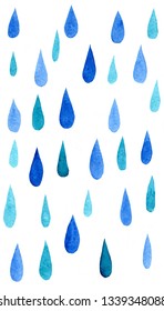 Raindrops Hand Drawn Watercolor Illustration On Stock Illustration ...