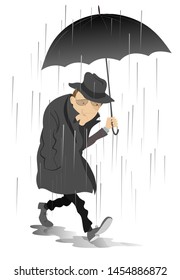 Rainy Day Man Low Spirits Illustration Stock Illustration 1454886872 ...