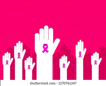 Raise hands to support, the symbol of World Cancer Day at hand - Powered by Shutterstock