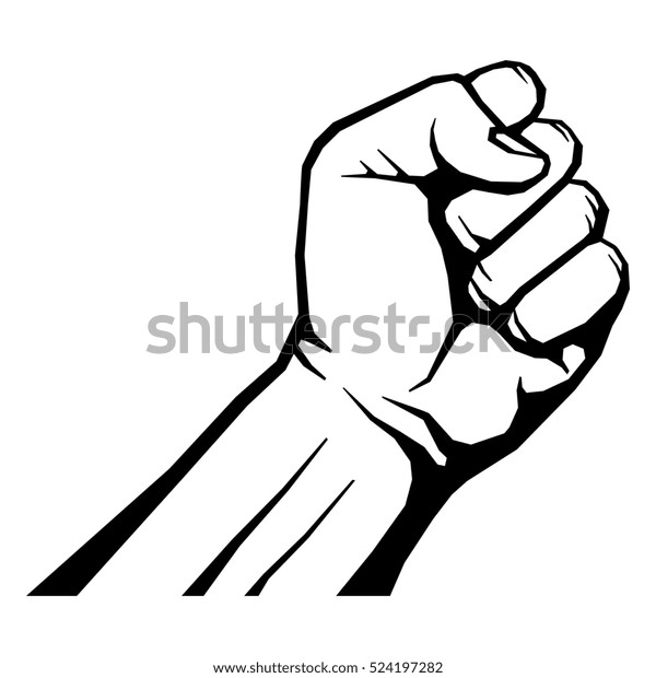 Raised Fist Isolated On White Illustration のイラスト素材 524197282