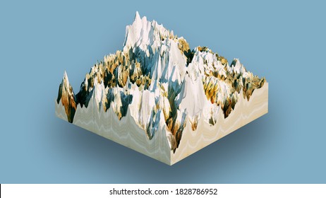 Raised Relief Map Of Mount Everest 3D Render Illustration