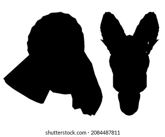 Ram head silhouette isolated white background  Front   side views  3D illustration