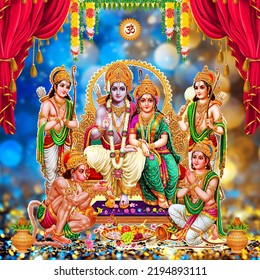 Ram Sita with Family hd photo, Hanuman with Ram, Ram with Hnauman