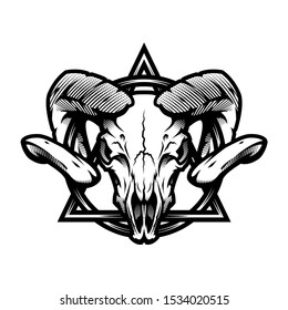 Ram skull and geometric symbol 