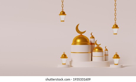 Ramadan kareem design 3D illustration without text