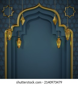 Ramadan Kareem greeting and invitation template with arabic lantern, 3D Render Illustration - Powered by Shutterstock