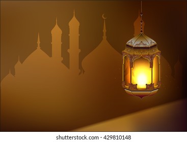 Ramadan kareem lamp. Template greeting card. Illustration - Shutterstock ID 429810148