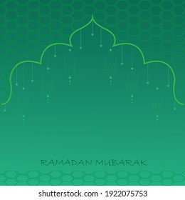 Ramadan Mubarak Background Design With Star On Gradient Green