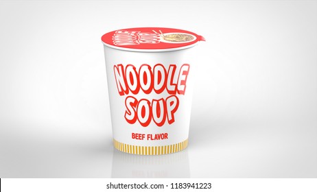 Ramen Noodle Cup Front 3d Rendering