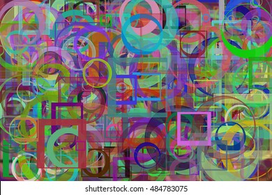 Random Circle Square Rectangles Shape Digital Stock Illustration ...