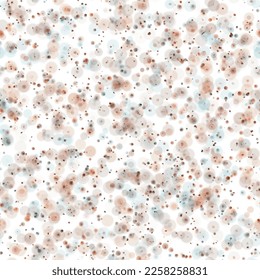 Random pale multicolored circles with different sizes. Brown, beige and blue colors on the white background. Seamless pattern